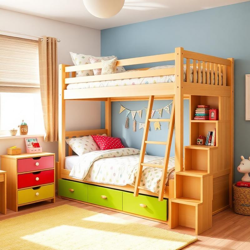 Beliche infantil montado em quarto colorido